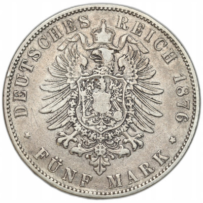 Niemcy - 5 Marek 1876 Saksonia - SREBRO