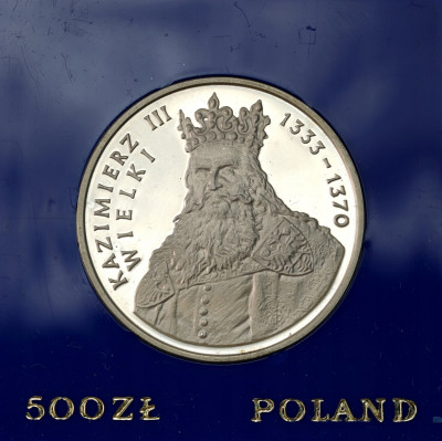PRL - 500 złotych 1987 - Kazimierz Wielki - SREBRO