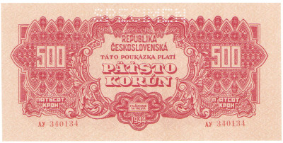 Czechosłowacja. SPECIMEN 500 koron 1944