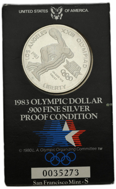 USA. Dolar 1983 S, Los Angeles – Igrzyska Olimpijskie – SREBRO