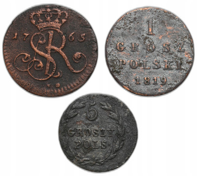 Polska XIX w./Rosja. 1-5 groszy 1765-1819 – 3 szt