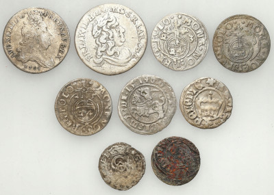 Polska, Francja, Niemcy, zestaw 9 monet, srebro