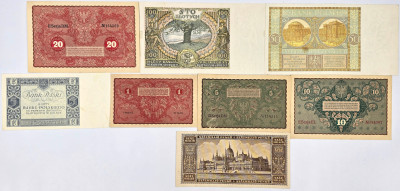 Polska, Węgry. Banknoty, zestaw 8 sztuk