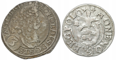 Polska, Austria. Z. III Waza, Leopold I + Półtorak 1625?, 3 krajcary 1670