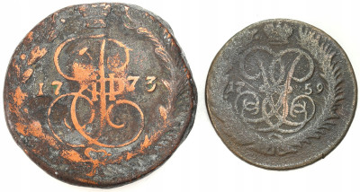 Rosja. 5 kopiejek 1773 i 2 kopiejki 1759