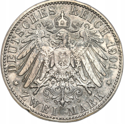 Cesarstwo Niemieckie - 2 marki 1901- 200 rocznica Królestwo Prus - SREBRO