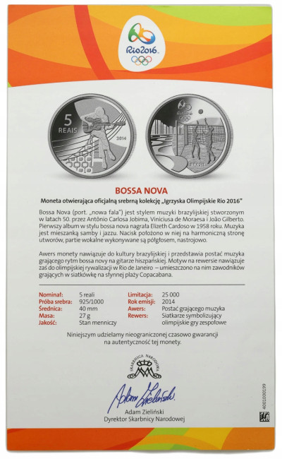 Brazylia. 5 reali 2014, Bossa Nova - Igrzyska RIO 2016 – SREBRO