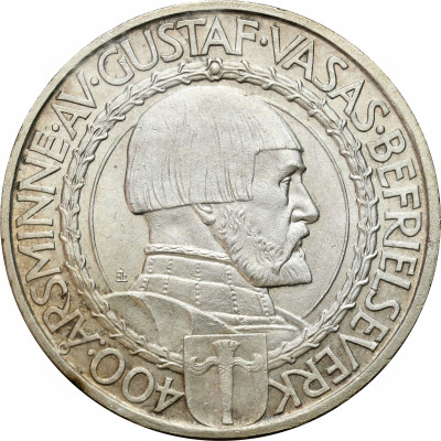 Szwecja, Gustaw V. 2 korony 1921, Sztokholm - SREBRO
