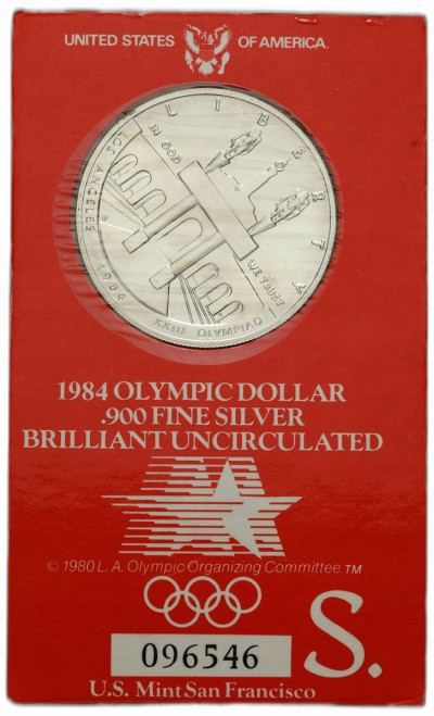 USA. Dolar 1984 S, Los Angeles – Igrzyska Olimpijskie – SREBRO