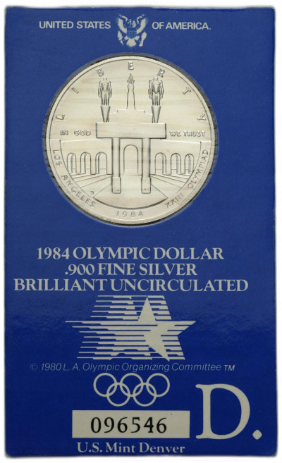 USA. Dolar 1984 D, Los Angeles – Igrzyska Olimpijskie – SREBRO
