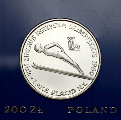 PRL - 200 złotych 1980 Olimpiada Lake Placid bez znicza - SREBRO