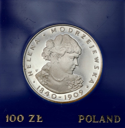 PRL - 100 złotych 1975 Modrzejewska – SREBRO