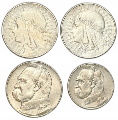 II RP. 5 i 10 złotych 1933 i 1936, 3 sztuki
