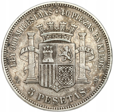 Hiszpania - 5 peset 1870 – SREBRO