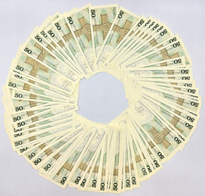50 złotych 1986-1988, zestaw 93 sztuk