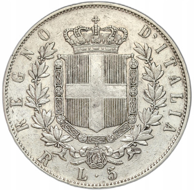 Włochy - 5 lirów 1876 R Rzym - SREBRO