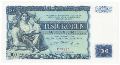 Czechosłowacja. SPECIMEN 1.000 koron 1934