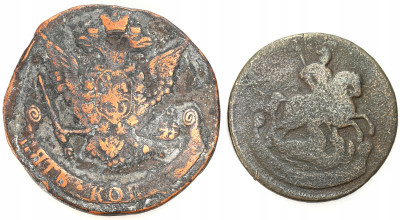 Rosja. 5 kopiejek 1773 i 2 kopiejki 1759