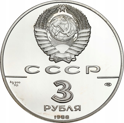 Rosja ZSRR SREBRO Ag.900 - 3 ruble 1988 rosyjskie mennictwo