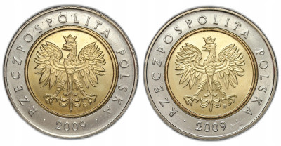 Polska. 5 złotych obiegowe 2009 MENNICZE – 2 szt