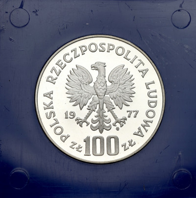 PRL - 100 złotych 1977 Żubr Ochrona Środowiska - SREBRO