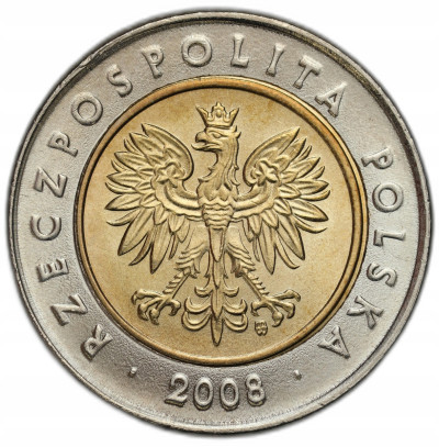 Polska. 5 złotych obiegowe 2008 - MENNICZE