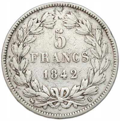 Francja - 5 Franków 1842 Louis Philippe B - SREBRO
