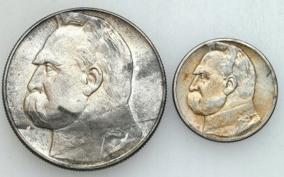II RP. 2 złote 1934 i 10 złotych 1939 Piłsudski