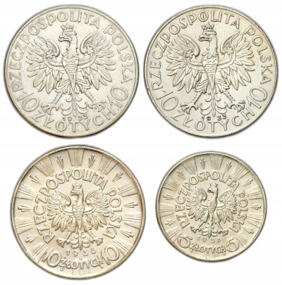 II RP. 5 i 10 złotych 1933 i 1936, 3 sztuki
