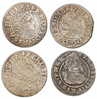 Śląsk / Austria. Ferdynand II (1619–1637). 1 krajcar 1624-1637, 4 szt.