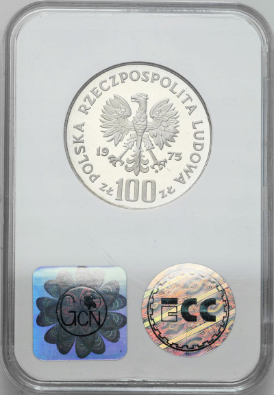 100 złotych 1975 Modrzejewska GCN PR70 – SREBRO