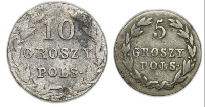 Polska XIX w. / Rosja. 5 groszy 1818 i 10 groszy 1830, Warszawa