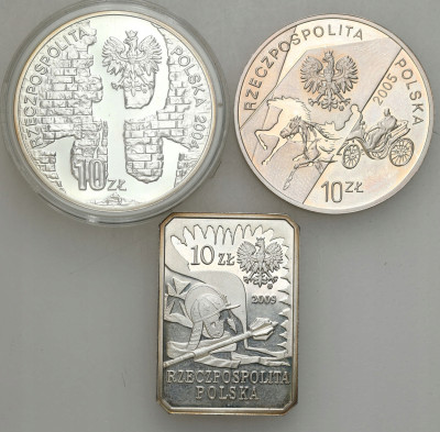 10 złotych 2003-2005, zestaw 3 sztuk