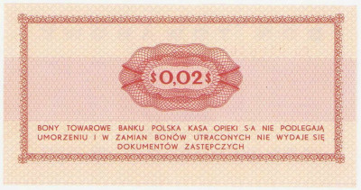 Bank PEKAO S.A. Bon na 2 centy 1969 seria Eo - PIĘKNE