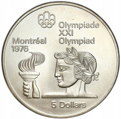 Kanada. 5 dolarów 1974 Olimpijczyk ze zniczem– SREBRO