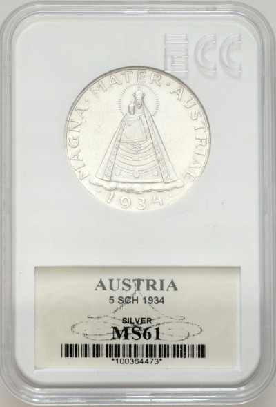 Austria. 5 szylingów 1934 – SREBRO