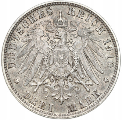 Niemcy, Bawaria. 3 marki 1910 D, Monachium – SREBRO
