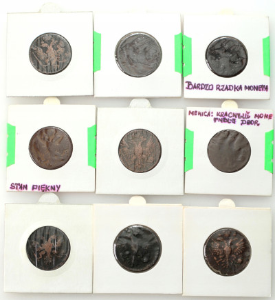 Rosja, Denga 1731-1751, zestaw 9 monet