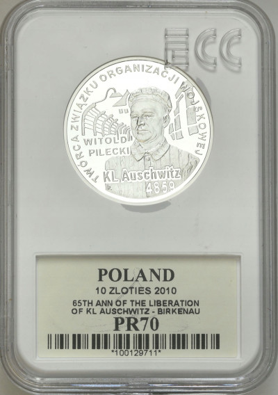 10 złotych 2010 Auschwitz - Pilecki GCN PR70