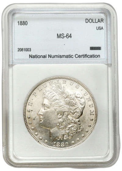 USA - 1 dolar Morgana 1880 - SREBRO NNC MS64