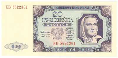 20 złotych 1948 seria KB