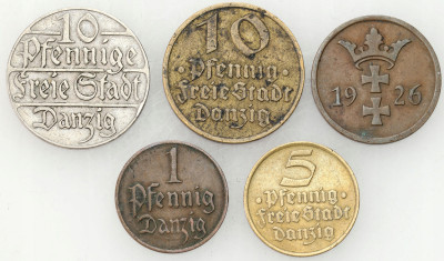 WMG. 1 do 10 fenigów 1923-1932, 5 sztuk