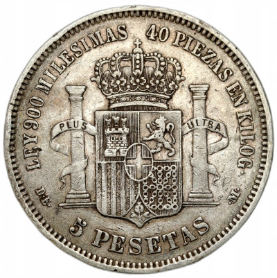 Hiszpania - 5 peset 1871 - Amadeusz – SREBRO