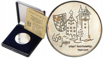 Niemcy. Medal 650 lecie miasta Grafenwöhr – SREBRO