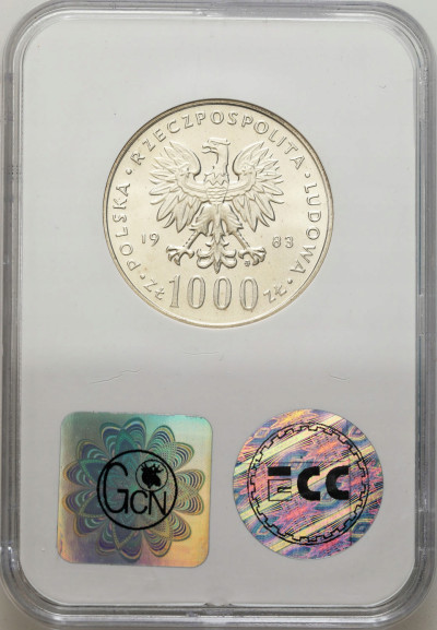1.000 złotych 1983 Jan Paweł II, GCN MS69 - SREBRO