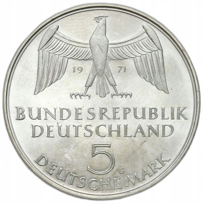 Niemcy 5 marek 1971 G 100-lecie Republiki – SREBRO