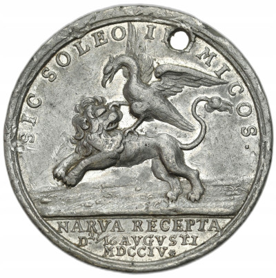 Rosja. Estoński medal - zdobycia Narwy 1704, cynk