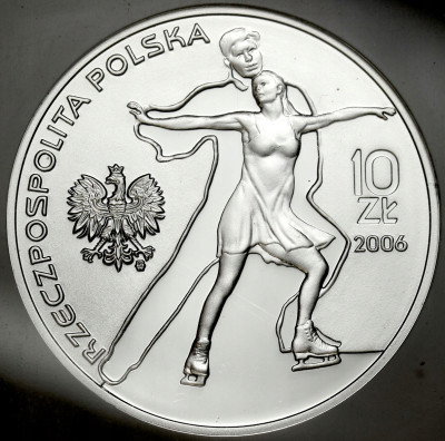 10 złotych 2006 Turyn łyżwiarka, GCN PR70 – SREBRO