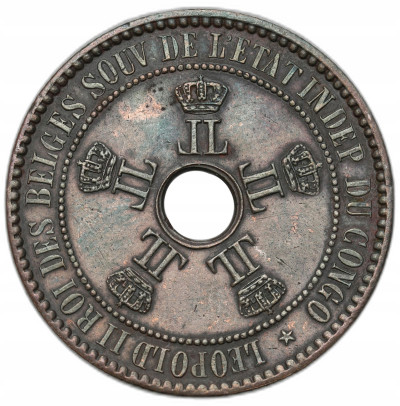 Kongo belgijskie. Leopold II. 5 centimes 1887