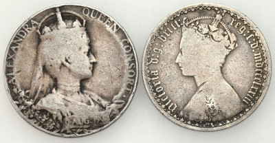 Wielka Brytania. 2 szylingi (floren) 1873 i medal koronacyjny, SREBRO 2 szt